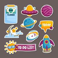 Outer Space Journaling Stickers Set vector