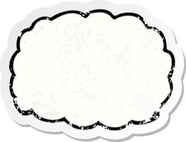 pegatina retro angustiada de un símbolo de nube de dibujos animados vector