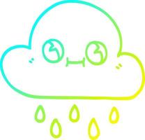 cold gradient line drawing cartoon rain cloud vector