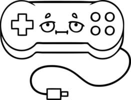 line drawing cartoon game controller vector