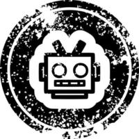 robot head distressed icon vector