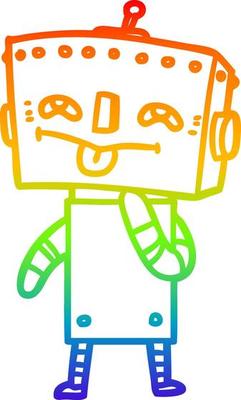rainbow gradient line drawing cartoon robot