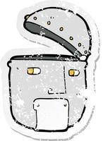 retro distressed sticker of a cartoon robot head vector