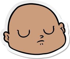 sticker of a cartoon bald man vector