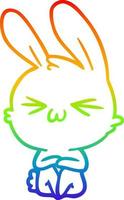 rainbow gradient line drawing cute cartoon rabbit vector
