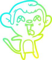 cold gradient line drawing crazy cartoon monkey vector