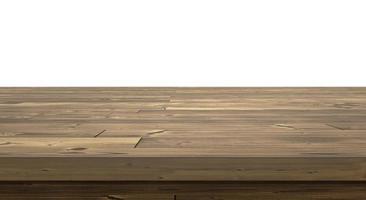 Wooden table top on white background.3d render photo