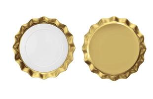 isolated gold bottle cap on white background. 3d render photo