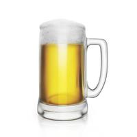 vaso con cerveza sobre fondo blanco.3d render foto