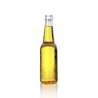 recently opened beer bottle on white background. 3d render photo
