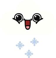 flat color retro cartoon snow cloud vector