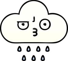 nube de lluvia de dibujos animados sombreada degradada vector