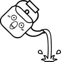 line drawing cartoon pouring kettle vector