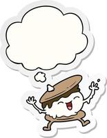 smore cartoon and thought bubble as a printed sticker vector