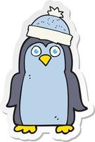 sticker of a cartoon penguin vector