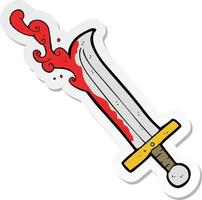 pegatina de una espada sangrienta de dibujos animados vector