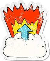 retro distressed sticker of a cartoon upload to the cloud vector