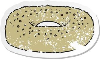 retro distressed sticker of a cartoon bagel vector