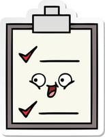 sticker of a cute cartoon check list vector