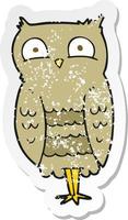 retro distressed sticker of a cartoon owl vector