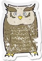 retro distressed sticker of a cartoon owl vector