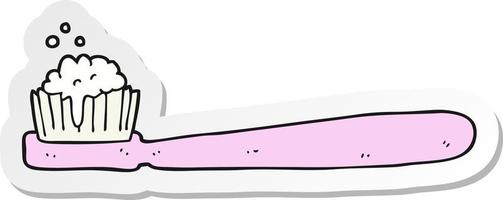 sticker of a cartoon tooth brush vector