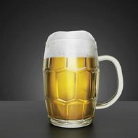 Glass with beer on grey background.3d render photo