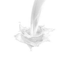 gotas de leche aisladas y salpicaduras sobre fondo blanco foto