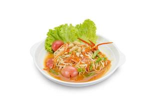 Green papaya mix carrots salad or Som Tum, spicy thai food,clipping path photo