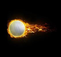 Volleyball. on fire on black background photo