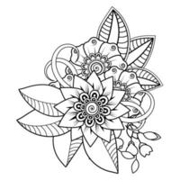 Floral Background with mehndi flower. Decorative ornament in ethnic oriental style. Coloring book. vector