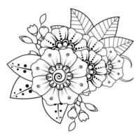 Floral Background with mehndi flower. Decorative ornament in ethnic oriental style. Coloring book. vector