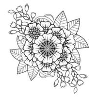 fondo floral con flor mehndi. ornamento decorativo en estilo étnico oriental. libro de colorear. vector