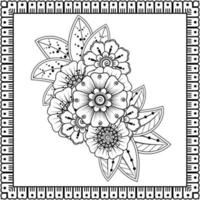 fondo floral con flor mehndi. ornamento decorativo en estilo étnico oriental. libro de colorear. vector