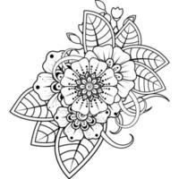 fondo floral con flor mehndi. ornamento decorativo en estilo étnico oriental. libro de colorear. vector