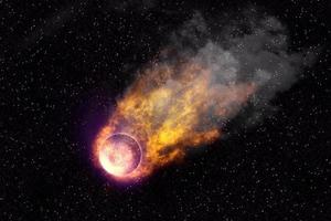 Comet in universe abstract background. photo