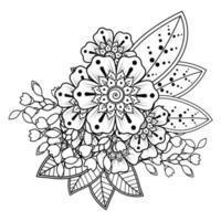 fondo floral con flor mehndi. ornamento decorativo en estilo étnico oriental. libro de colorear. vector