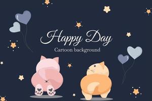 cute cat butt template background vector