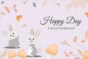 cute bunny with mushroom template background vector