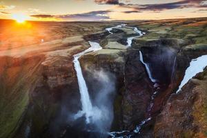 Majestic Haifoss waterfall in central of highlands on summer at southern of Iceland photo