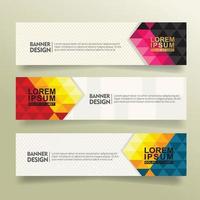 set abstract banner template design with triangle geometric polygonal style vector illustration