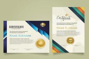 set certificate template with ribbon stripes ornament and modern texture pattern background. Diploma. Vector illustration