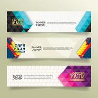 set abstract banner template design with triangle geometric polygonal style vector illustration