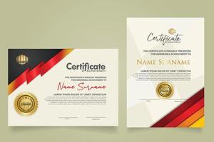 set certificate template with ribbon stripes ornament and modern texture pattern background. Diploma. Vector illustration