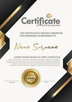 Certificate template with line halftone frame and modern pattern background, vector