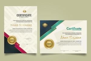 set certificate template with ribbon stripes ornament and modern texture pattern background. Diploma. Vector illustration