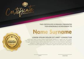 Luxury modern certificate template with flow lines effect ornament on texture pattern background vector