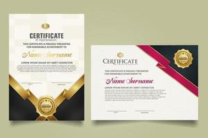 set certificate template with ribbon stripes ornament and modern texture pattern background. Diploma. Vector illustration