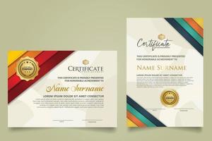 set certificate template with stripes ornament and modern texture pattern background. Diploma. Vector illustration