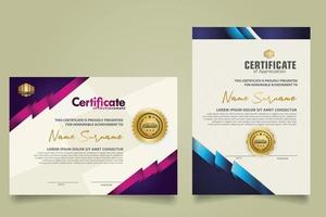 set certificate template with ribbon stripes ornament and modern texture pattern background. Diploma. Vector illustration